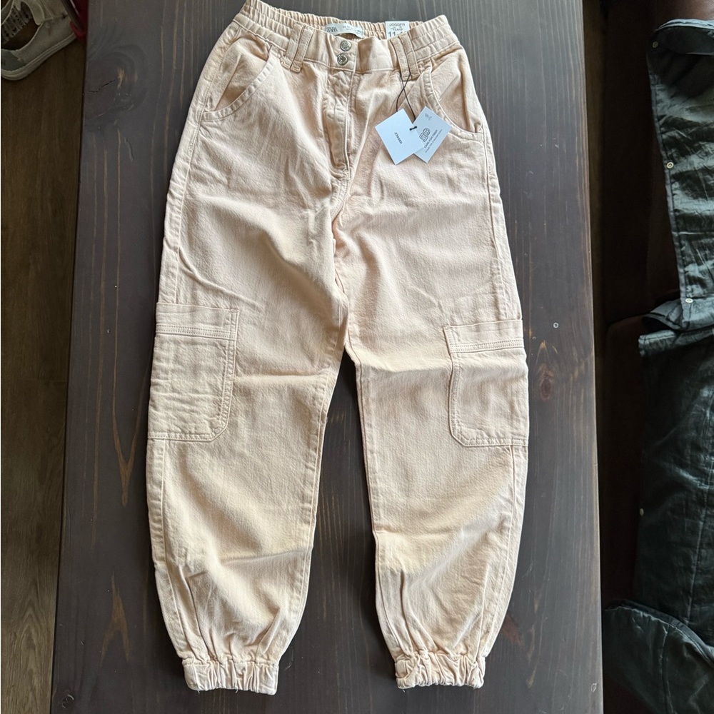 ZARA girls light pink denim joggers size 11/12